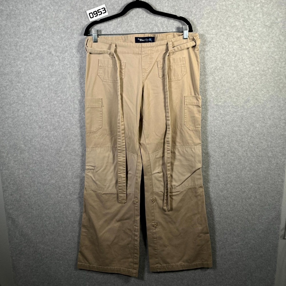 The Blue Age Cargo Pants Womens Large Beige Cotton Drawstring Waist Wide Leg